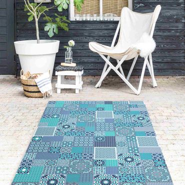 Vinyl-Teppich - Marokkanische Mosaikfliesen türkis blau - Hochformat 1:2