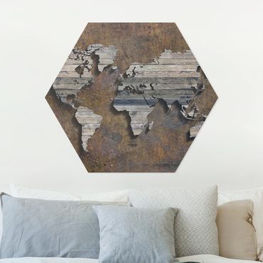 Hexagon Bild Forex - Holz Rost Weltkarte