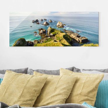 Glasbild - Nugget Point in Neuseeland - Panorama