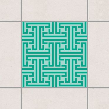 Fliesenaufkleber - Dekoratives Labyrinth Türkis