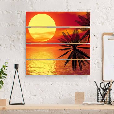 Holzbild - Karibischer Sonnenuntergang - Quadrat 1:1