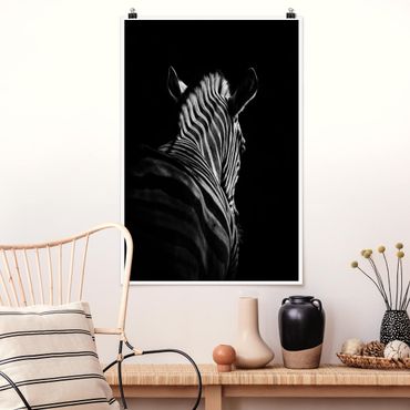 Poster - Dunkle Zebra Silhouette - Hochformat 3:2