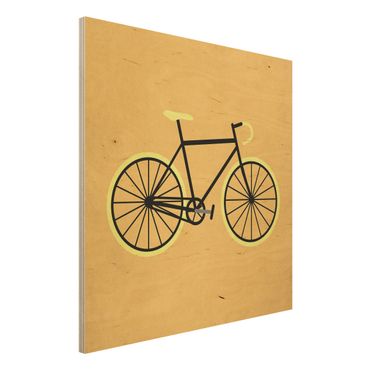 Holzbild - Fahrrad in Gelb - Quadrat 1:1