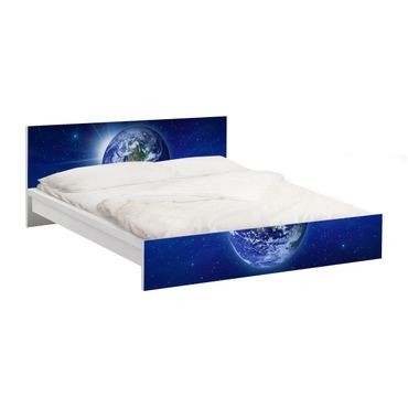 Möbelfolie für IKEA Malm Bett niedrig 180x200cm - Klebefolie Erde im Weltall