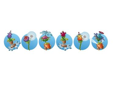 Wandtattoo Bordüre Fliegender Bauernhof Blumenband in Blau