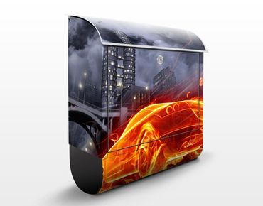 Design Briefkasten Feuerauto - Briefkasten Orange