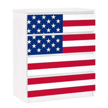 Möbelfolie für IKEA Malm Kommode - selbstklebende Folie Flag of America 1