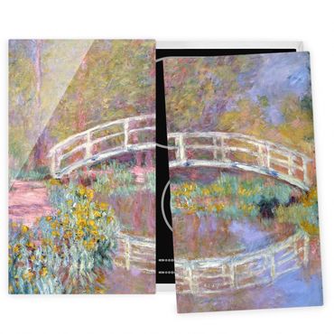 Herdabdeckplatte Glas - Claude Monet - Brücke Monets Garten - 52x80cm