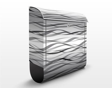 Briefkasten mit Zeitungsfach - Bänder Design Muster - Streifenmuster Schwarz-Weiß