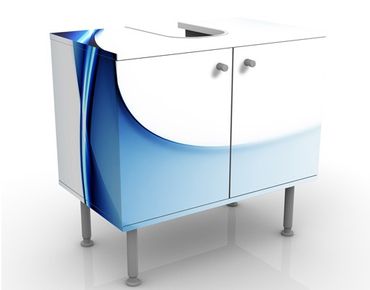Waschbeckenunterschrank - Blaue Wandlung - Badschrank Weiß Blau