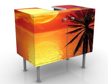 Waschbeckenunterschrank - Karibischer Sonnenuntergang - Badschrank Orange Rot