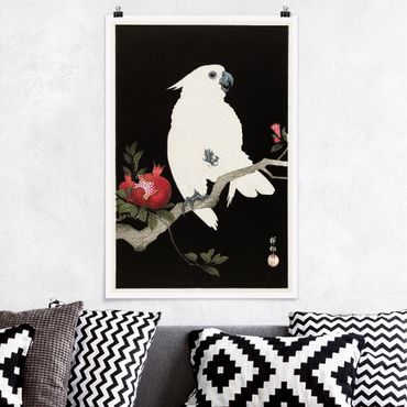 Poster - Asiatische Vintage Illustration Weißer Kakadu - Hochformat 3:2