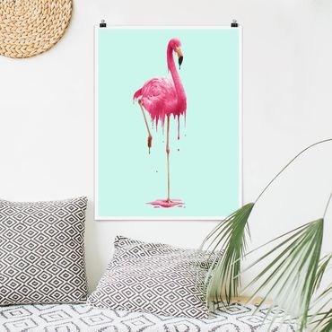 Poster - Jonas Loose - Schmelzender Flamingo - Hochformat 3:4