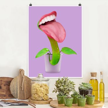 Poster - Jonas Loose - Fleischfressende Pflanze mit Mund - Hochformat 3:4