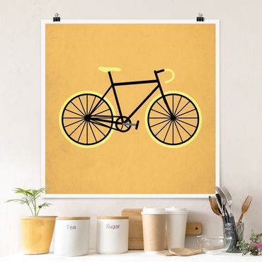 Poster - Fahrrad in Gelb - Quadrat 1:1