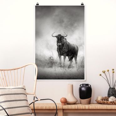 Poster - Staring Wildebeest - Hochformat 3:2