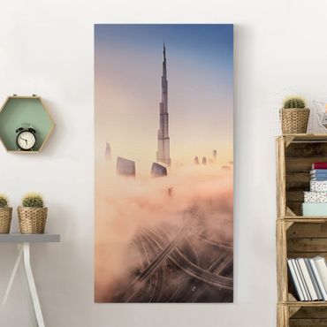 Leinwandbild - Himmlische Skyline von Dubai - Hochformat 2:1