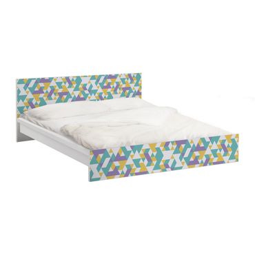 Möbelfolie für IKEA Malm Bett niedrig 160x200cm - Klebefolie No.RY33 Lilac Triangles