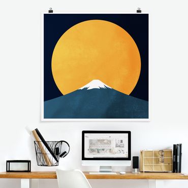 Poster - Sonne, Mond und Berge - Quadrat 1:1