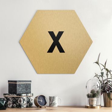 Hexagon Bild Alu-Dibond - Buchstabe Weiß X