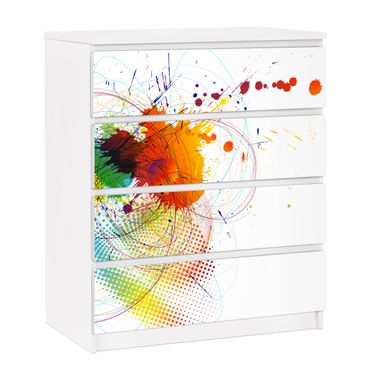 Möbelfolie für IKEA Malm Kommode - selbstklebende Folie Rainbow Background