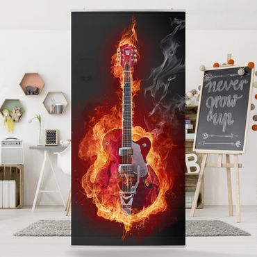 Raumteiler - Gitarre in Flammen 250x120cm