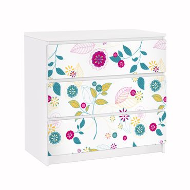 Möbelfolie für IKEA Malm Kommode - Klebefolie Blumencocktail