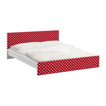 Möbelfolie für IKEA Malm Bett niedrig 140x200cm - Klebefolie No.DS92 Punktdesign Girly Rot