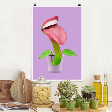 Poster - Jonas Loose - Fleischfressende Pflanze mit Mund - Hochformat 3:2