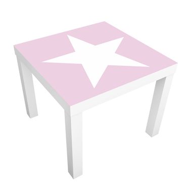 Möbelfolie für IKEA Lack - Klebefolie Großer Weißer Stern auf Rosa
