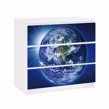Möbelfolie für IKEA Malm Kommode - Klebefolie Erde im Weltall
