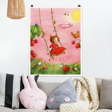 Poster - Erdbeerinchen Erdbeerfee - Baumschaukel - Hochformat 3:4