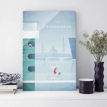 Glasbild - Reiseposter - Kopenhagen - Hochformat 3:2