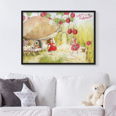 Bild mit Rahmen - Erdbeerinchen Erdbeerfee - Unter dem Himbeerstrauch - Querformat 3:4