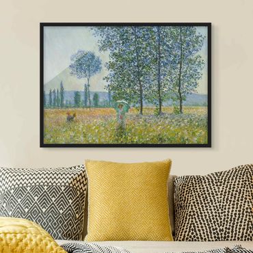 Bild mit Rahmen - Claude Monet - Felder im Frühling - Querformat 3:4