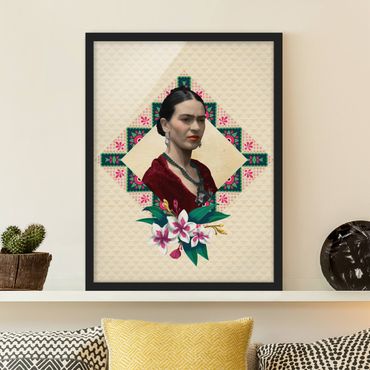 Bild mit Rahmen - Frida Kahlo - Blumen und Geometrie - Hochformat 3:4