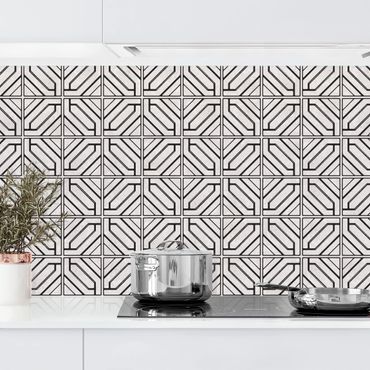 Küchenrückwand - Fliesenmuster Rauten Geometrie schwarz