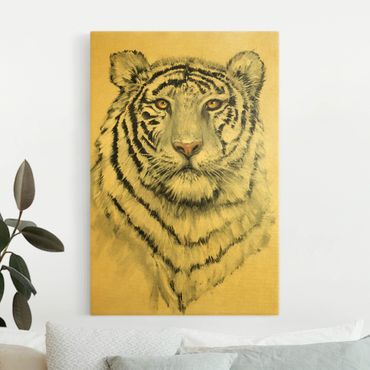 Leinwandbild Gold - Portrait Weißer Tiger I - Hochformat 2:3
