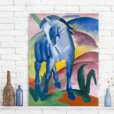 Glasbild - Kunstdruck Franz Marc - Blaues Pferd I - Expressionismus Hoch 3:4