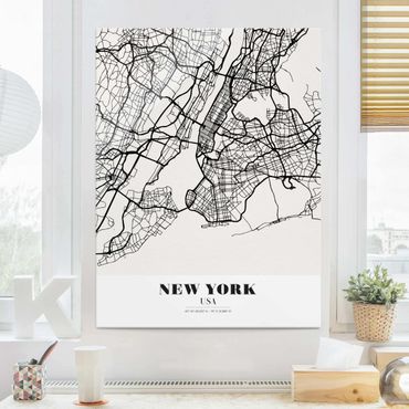 Glasbild - Stadtplan New York - Klassik - Hochformat 4:3