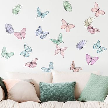 Wandtattoo - Schmetterlinge Aquarell Pastell Set