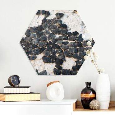 Hexagon Bild Forex - Mauer mit Schwarzen Steinen