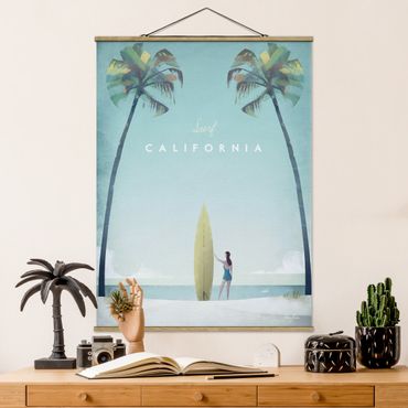 Stoffbild mit Posterleisten - Reiseposter - California - Hochformat 3:4