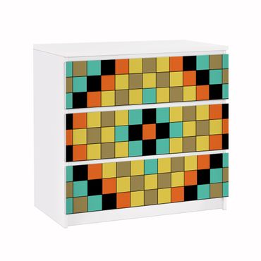 Möbelfolie für IKEA Malm Kommode - Klebefolie Buntes Mosaik
