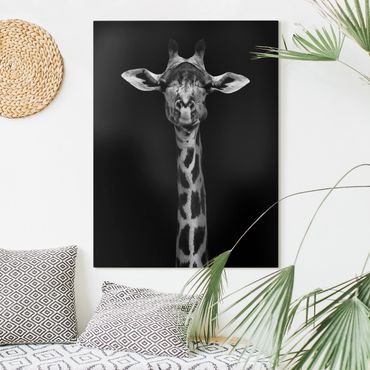 Leinwandbild - Dunkles Giraffen Portrait - Hochformat 4:3