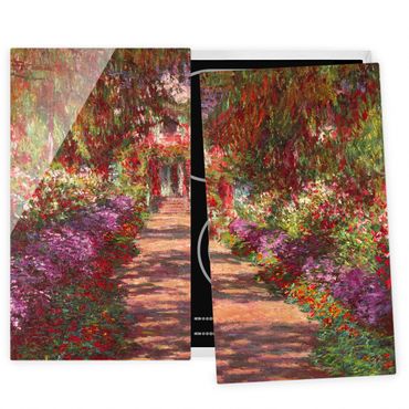 Herdabdeckplatte Glas - Claude Monet - Weg in Monets Garten in Giverny - 52x80cm