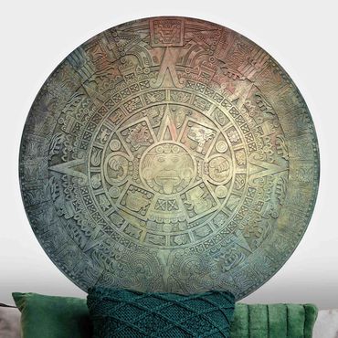 Runde Tapete selbstklebend - Azteken Ornamentik im Kreis