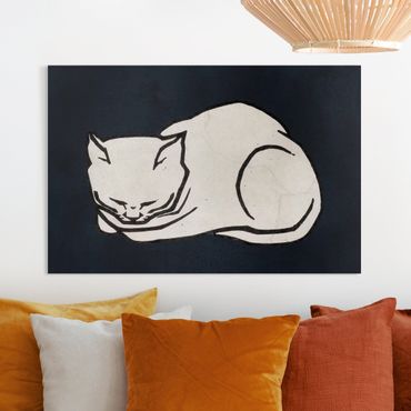 Leinwandbild - Schlafende Katze Illustration - Querformat 2:3