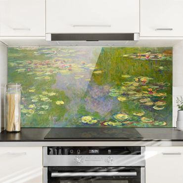 Spritzschutz Glas - Claude Monet - Grüne Seerosen - Querformat - 2:1