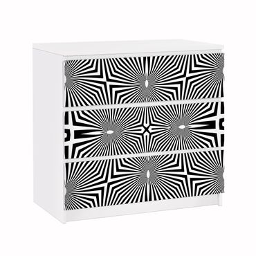 Möbelfolie für IKEA Malm Kommode - Klebefolie Abstraktes Ornament Schwarzweiß